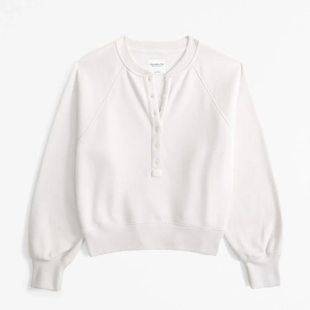 A&F Essential Sunday Henley Crew sweatshirt size XXS - Picture 2 of 6